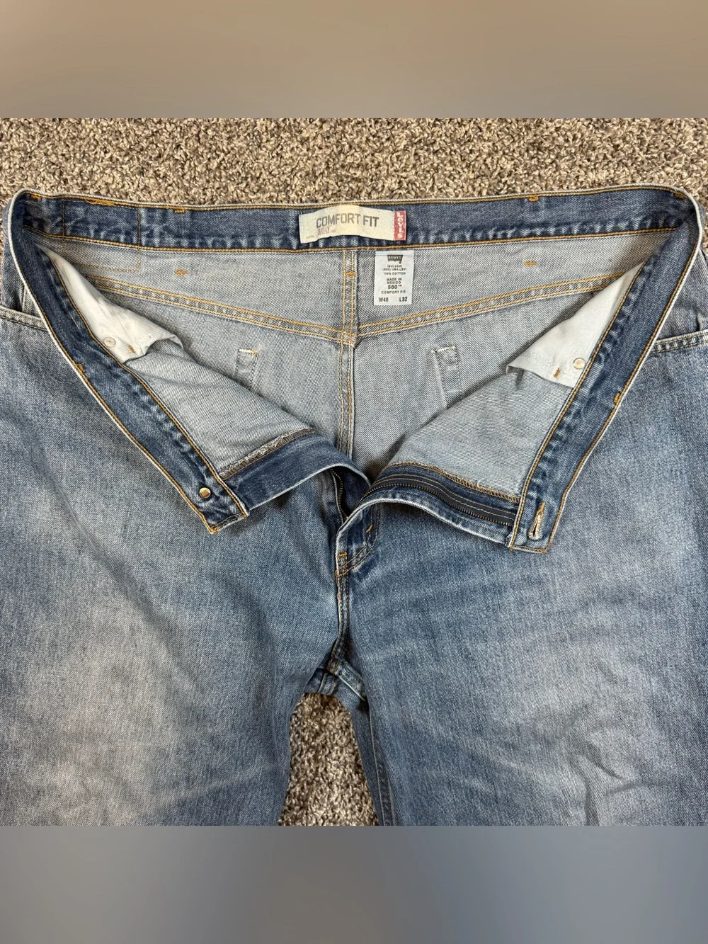 Levis 560 Jeans Mens 46x32 Blue Comfort Fit Loose Tapered Leg Denim Pants Y2K